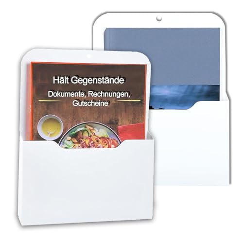 FEADBYT Porte Documents Magnétiques, Lot de 2 Porte Stylo Magnétique, Organisateur de Fournitures de Bureau, Porte Fichier à Trombones, Pour Tableau Blanc, Réfrigérateur, Blanche