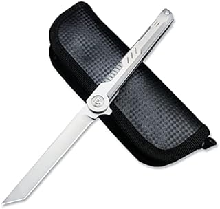 Edc Slim Small Flipper Folding Pocket Knife For Men Ceo, Steel Handle And Frame Lock With Clip, 7Cr13Mov Plain Tanto Edge Blade, Outdoor Rescue Survival Everyday Carry Self Defense