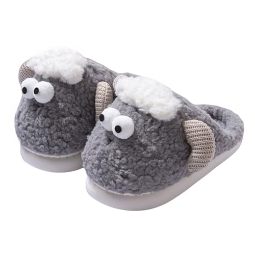 Sheep Fuzzy Animal Slippers for Women & Men, Cute Fluffy Plush Warm Memory Foam House Slippers