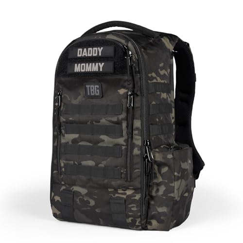Image of Tactical Baby Gear Daypack Tactical Diaper Bag Backpack for Dads - MOLLE compatible, Built-in Changing Mat, Stroller Straps (Multicam Black 4th Gen)