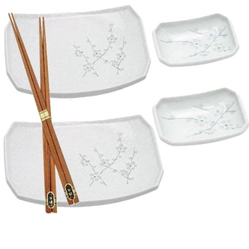 Set de 6 platos cuadrados japoneses para sushi miniatura 1