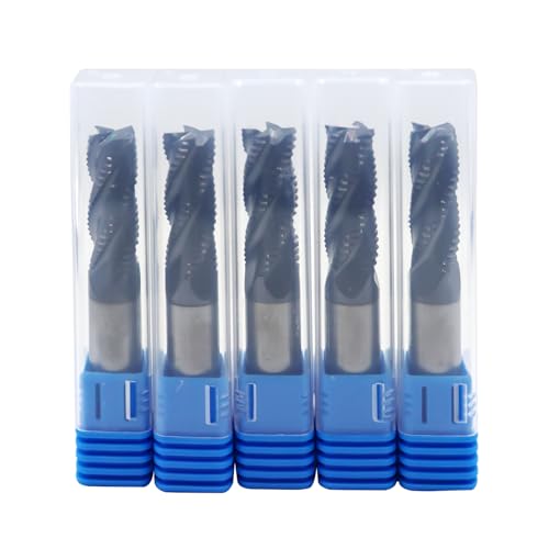 Image of 5Pcs 1 /2in Solid Carbide Roughing End Mills，4 Flute, 35 Degree Helix Bits Tool for Medium Hardness Steel, Brass, Iron