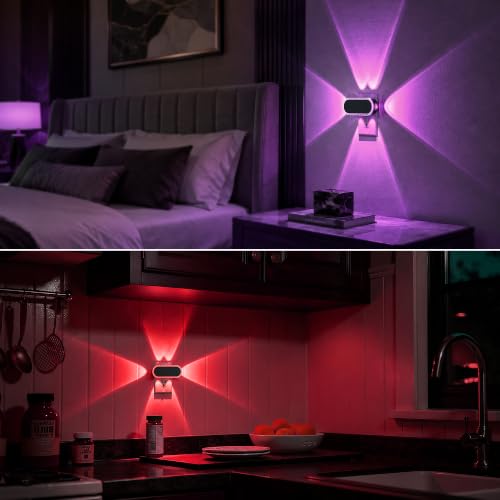 Image of Briignite Night Light Projector, RGB Night Lights Plug into Wall 2 Pack | Plug in Night Light, Dusk to Dawn Sensor Light, Dynamic Marquee Light, Dimmable Nightlight for Bedroom, Home Decor
