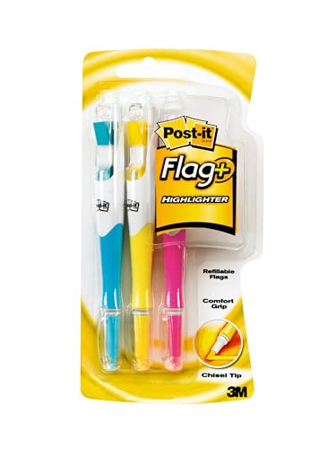 Post-it Flags + Highlighter, 3 Pack, 50 Color Coordinated Flags/Highlighter, Yellow, Pink, Blue (689-HL3) - image 1