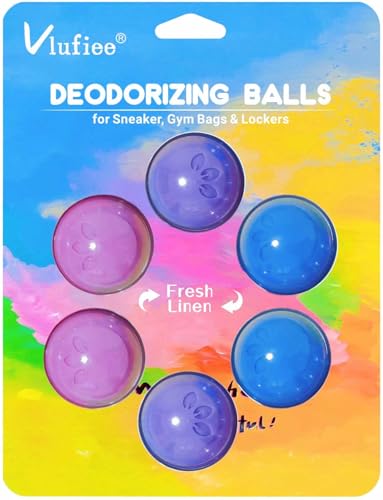 Vlufiee Shoe Deodorizer Balls for Sneaker, Fresh Linen Scent, Essential Oil Sneaker Deodorizer Ball, Small Spaces Odor Eliminator Air Freshener for Shoes, Gym Bags, Drawers and Locker