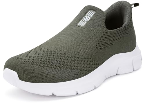 Zapatillas Casual para Hombre Mujer Slip-ins Zapatos de Caminar Deportivas Correr Tenis Sneaker Cómodas Manos Libres Sin Cordones Verde 40EU