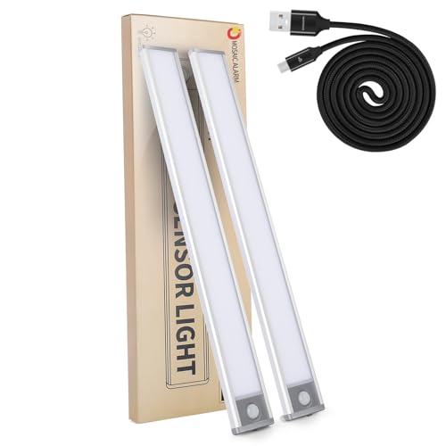 Ultra-Bright 70LED Motion Wardrobe Lights Large 2000mAh Rechargeable Battery Powered Long Lasting Closet Lighting. Cordless Sensor Lamp for Kitchen Under Cabinet, Counter. 6000k Cool White