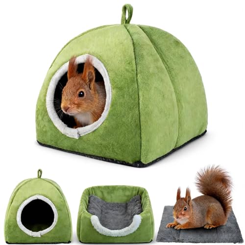 JWVGWV Squirrel Hideout Nest Washable Hedgehog Bed & Hideaway House Cozy Warm Fleece Hut for Hamster Ferret Rabbits and Other Small Animals Cage Supplies Warm House