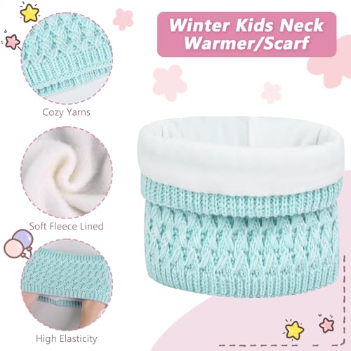 Image of Kids Winter Hat Gloves Scarf Set,Toddler Girls Winter Hat Kids Beanie with Pom Neck Warmer Gaiter Mittens Fleece Lined Set