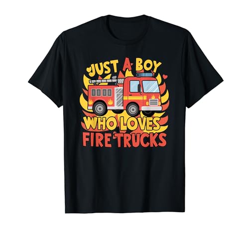 Just a Boy Who Loves Firetrucks Funny Firehouse Tees Camiseta