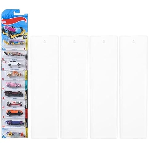 Tapeera Model Car Display Case Wall Mount - Holds Up to 50 Cars - Compatible with Hot Wheels Matchbox Packaged Cars - Diecast Blister Packed Toy Car Organizer Display Shelf Rack Wall Storage (5-Pack) Cover