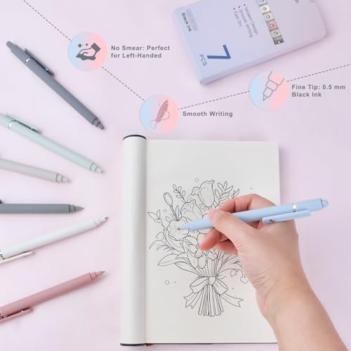 Stocking Stuffers for Women Teen Girls: 7 Pcs Gel Pens 0.5mm Black Ink Pens | Fine Point Smooth Writing Pens for Journaling School Supplies Cute Office College Essentials Nurse Teacher Gifts for Women - image 6