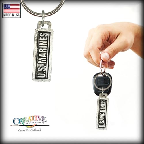 US Marines Keychain, A1004KC, 1 3/4”, Pewter, 100% Handmade in the USA, Patriotic, Grunt, Military, Armed Service, United States Marine, Metal, Keychain, Key Chain, Over 100 Keychain designs3