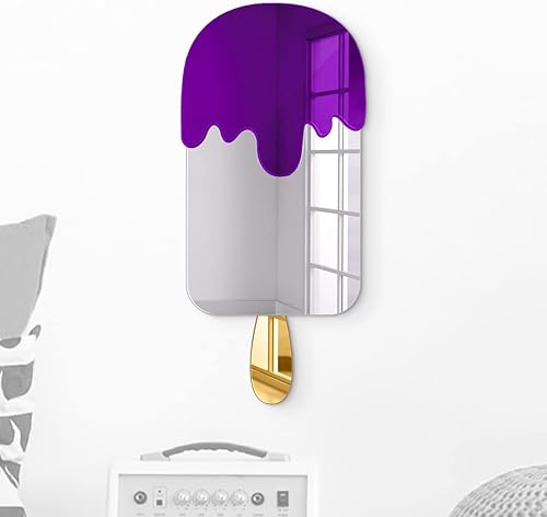 Arte de pared de helado de uva de 7 x 16 pulgadas, decoración de espejo de pared listo para colgar para dormitorios, cuarto de bebé, dormitorios,