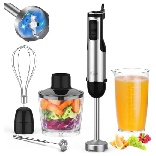 Immersion Blender Handheld, 1100W 5-in-1 Multi-Purpose Hand Blender, 12-Speed Stick Blender, 600ml Beaker, 500ml Chopper, Egg Whisk, Milk Frother, Black