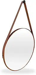 Espelho Adnet Redondo 50cm com Alça e Suporte Sala Hall Lavabo Banheiro Quarto (Caramelo)