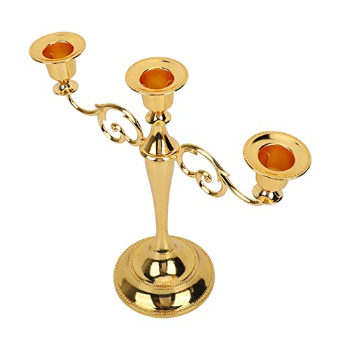 Hztyyier Castiçal de metal com 3 braços, castiçais, castiçais para decoração de casamento, lareiras