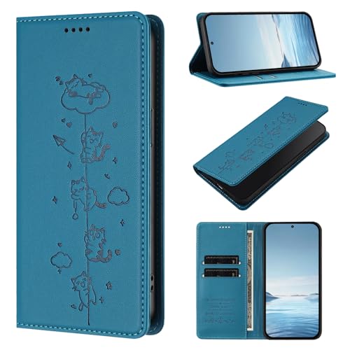 Rfvzubemok Compatible con Honor X40 / X9A / Magic5 Lite El Soporte se Puede Girar Funda con Cierre magnético para Cartera Lakeblue