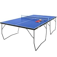 SPORTNOW 9ft Folding Table Tennis Table, Portable with Eight Wheels, Blue