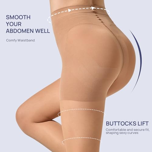 MANZI 2 Pairs Sheer Compression Pantyhose for Women 5-10mmHg Support Compression Stockings 30D Shaping Tights4