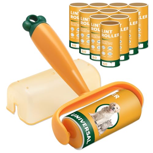 DMSELL Lint Roller for Clothes, 660 Sheets with Protective Cover, 10 Refills with 1 Handle, Sticky Roller for Pet Hair, Travel