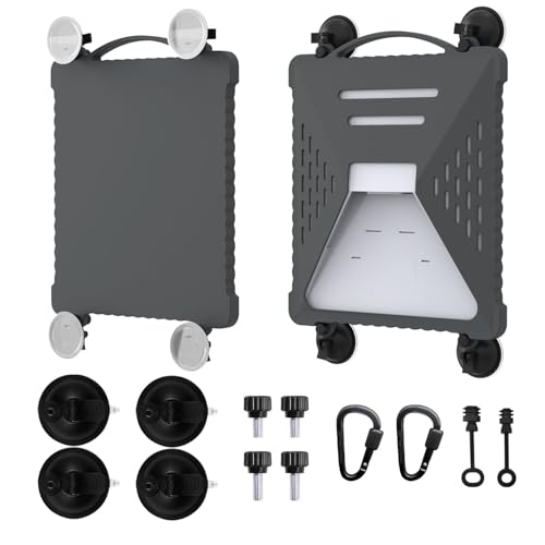 ACOVE Suction Car Cup Mount for Starlink-Mini,2-in-1 Satellite Dish Mounts Protective Silicone Case & Strong Suction Cup Stable Satellite Signal with Hook & Handle for Car Window/RVs/Road Trips,Gery