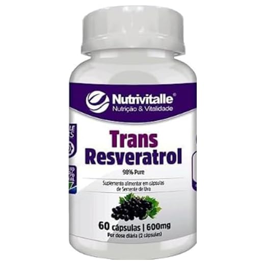 Trans Reveratrol 98% Pure 600mg 60 Cápsulas Nutrivitalle