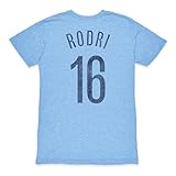 Manchester City Rodri Premium Vintage Triblend Slub T-Shirt (US, Alpha, Medium, Regular, Regular, Sky Blue)