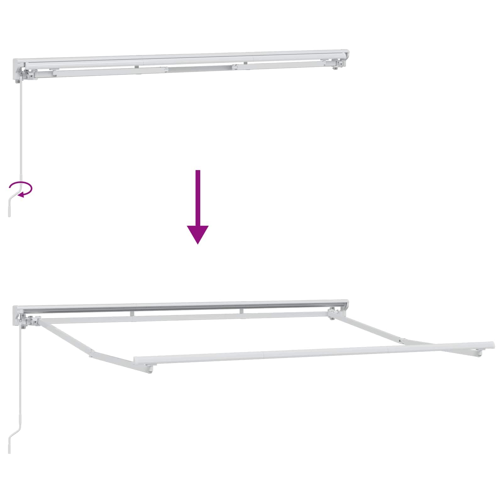 Tenda da sole retrattile, con braccio snodato, grigio chiaro, bianco, 3,5 x 2 m | Tenda parasole flessibile per terrazza e balcone: tenda parasole da parete con manovella da 165 cm in metallo resistente.