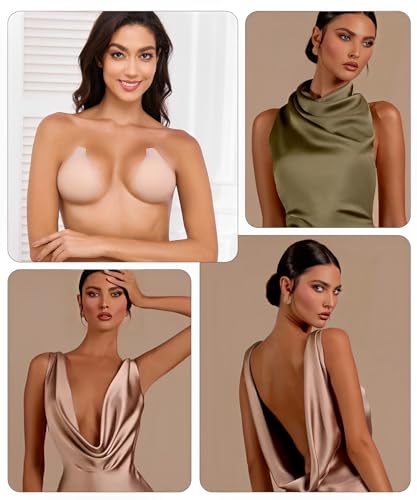 Image of Bontierie Nipple Covers Sticky Push up Bra Added Lift Seamless Ultra-Thin Pasties Women Adhesive Bras