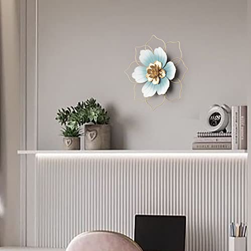 Reflinto Metal Flower Wall Decor, Modern Iron Floral Wall Art Sculpture Farmhouse Hanging Decoration For Home Living Room, Bathroom, Kitchen, Indoor, Patio Porch - Blue, 9.5"… #TOP4