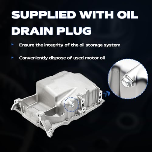 Image of AUCERAMIC 264-455 Engine Oil Pan Sump with Drain Plug Compatible with 2012 2013 2014 Honda CR-V EX EX-L LX 2.4L L4 Replaces 11200R5A000
