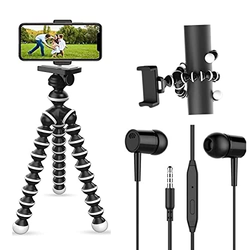 Gorilla B5 Tripod/Mini Tripod 13 Inch for Smartphones with Holder Flexible Gorilla Stand with Free Eaqrphone Scalable Lock Accuracy for DSLR & Action Cameras (Tripod+Earphone)