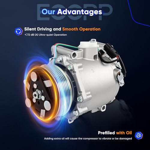 Image of ECCPP AC Compressor 2006-2011 for Acura CSX for Honda Civic 2.0L | Fast Cooling Air Conditioning Compressor