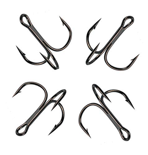 Amhdv 100Pcs Treble Hooks Barbed Sharp Treble Hook For Freshwater And Saltwater (Black, 10# 100Pcs) #TOP4
