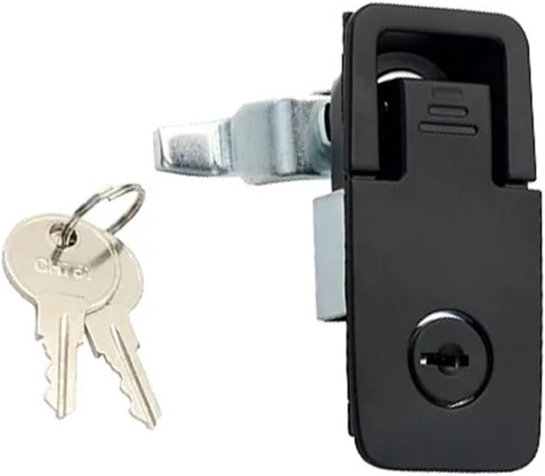 Zinc Alloy Black Flat Lock Industrial Electrical Equipment Distribution Box Cabinet Door 1Pcs(Black- no Lock)