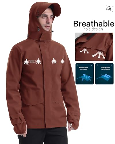 Image of iCreek Rain Jacket Men's Lightweight with Hood Packable Waterproof Raincoat Breathable Antistorm Jacket Windbreaker