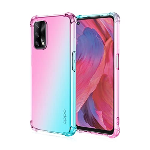 WILLIS Funda para OPPO A74 4G, Carcasa Protectora de Color Degradado Transparente, 6.43' Case para Teléfono Anticaída y Antiarañazos Rosado Verde
