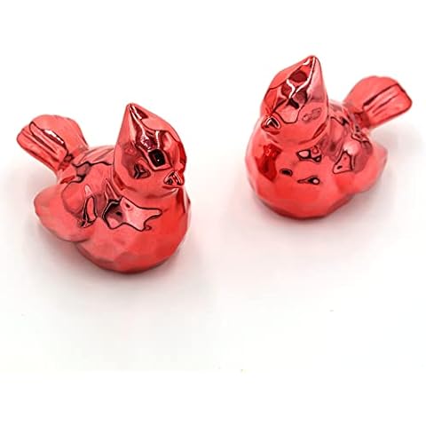 Hananona 2 Pcs Ceramic Animal Cardinal Bird Figurines Ornaments, Red Ceramic Christmas Home Decor Sculptures and Statues Handmade Artware Gifts (Cardinal Bird, Red) Cover