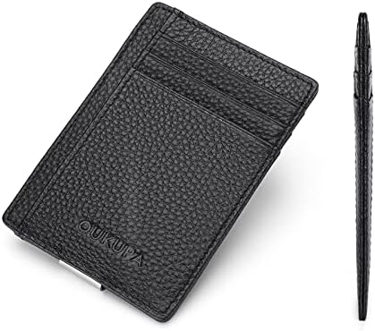 Top Grain Genuine Leather Wallet For Men Small Front Pocket RFID Blocking Slim Wallets Cash Slot Wallet Credit Card Holder Thin Travel Wallet With Box Gifts For Him Boyfriend Husband Dad Friends