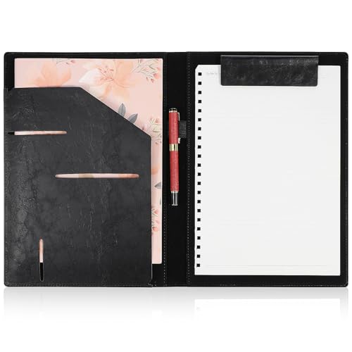 LIOOBO クリップホルダー PU ファイルバインダー 会議パッドクリップ A4書類フォルダー オフィス用品 事務用品 (黒)