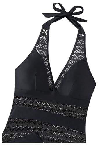 GORGLITTER Women's Crochet Halter Tankini Swimsuits Summer Bow Lace High Waisted Bathing Suit Beach Swim Wear 20254