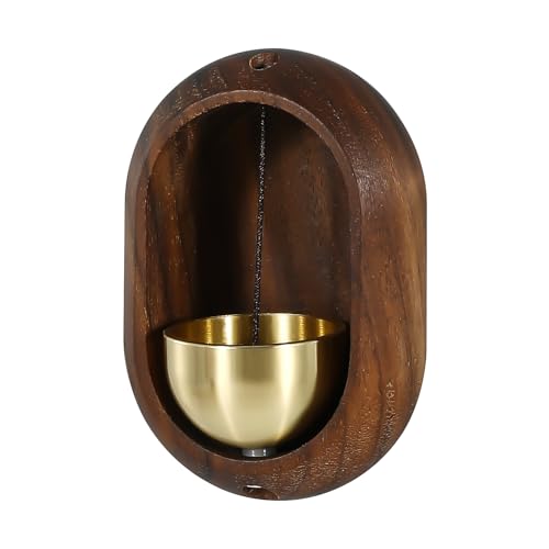 Shopkeepers Wooden Doorbell Door Bells Chimes Magnetic Office Ornament and Hanging Decorative Bells for Travel Trailer RV Fridge Sticker and Barn Door (Walnut Oval)