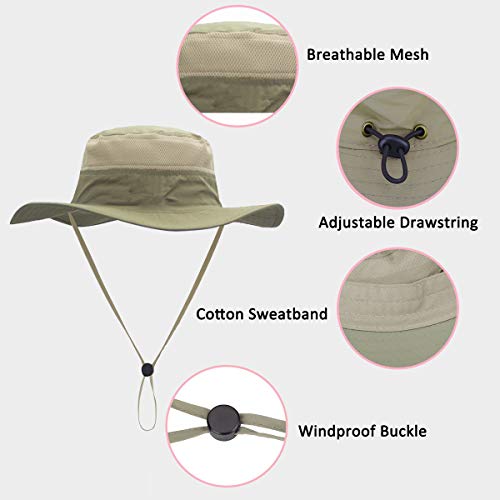 Jane Shine Outdoor Sun Hat Bucket Hats For Women Sun Protection Mesh Cap Quick-Dry Upf 50+ Dark Khaki #TOP1