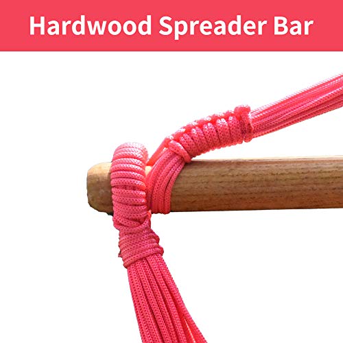 Prime Garden Mesh Hammock Chair Swing With Hanging Hardware Kit, Weight Capacity 300 Lbs, Pink #TOP3