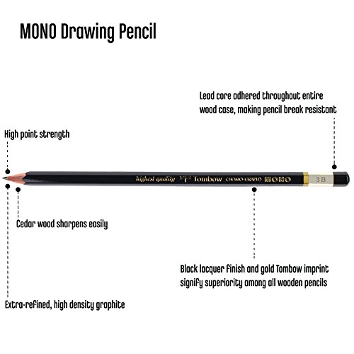 Tombow 51506 MONO Drawing Pencil, 3B, Graphite 12-Pack - Thumbnail 3