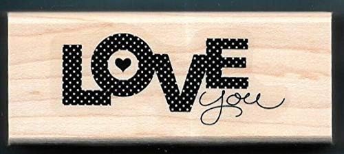 Rubber Stamps Love You Dots Heart Card Signature Word Wood Mount Stamp for Teaching Card Making, DIY Crafts, Scrapbooking