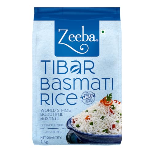 Image of Zeeba Tibar Basmati Rice 1 Kg, Perfect for Daily Home Cooking (Cooked length upto 18mm*)