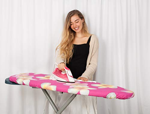 Ezy Iron Ironing Board Cover And Pad - Cuts Ironing Time In Half - 15X54 Inch -Thick Padding - Fits Small, Standard Size Extra Wide Large And 18 X 49 Inches - Premium Heavy Duty Padded Covers (Pink) #TOP3