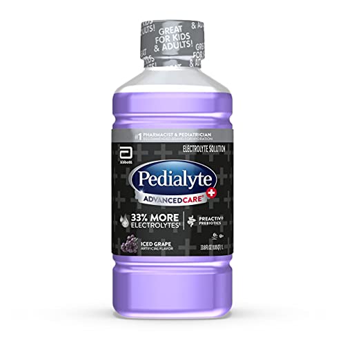 AdvancedCare Plus Electrolyte Hydration Drink, Has 33% More Electrolytes and Has PreActiv Prebiotics, Iced Grape, 1 Liter